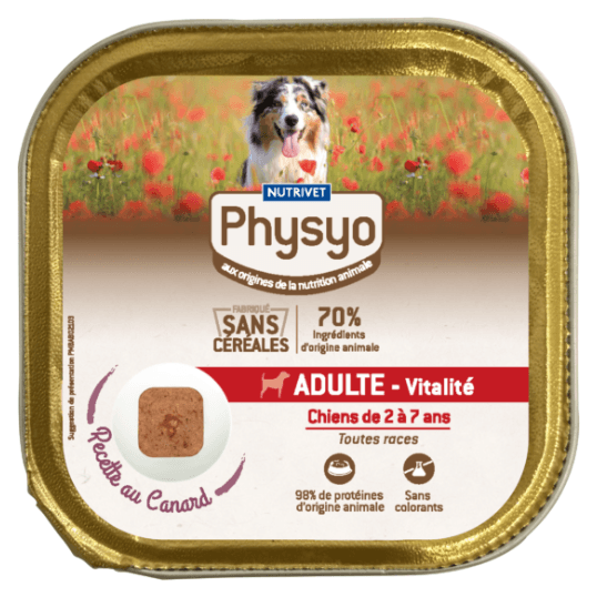 Terrine chien adulte vitalité au canard