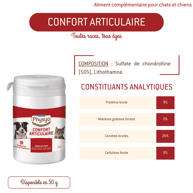 Confort articulaire en poudre pour chiens et chats