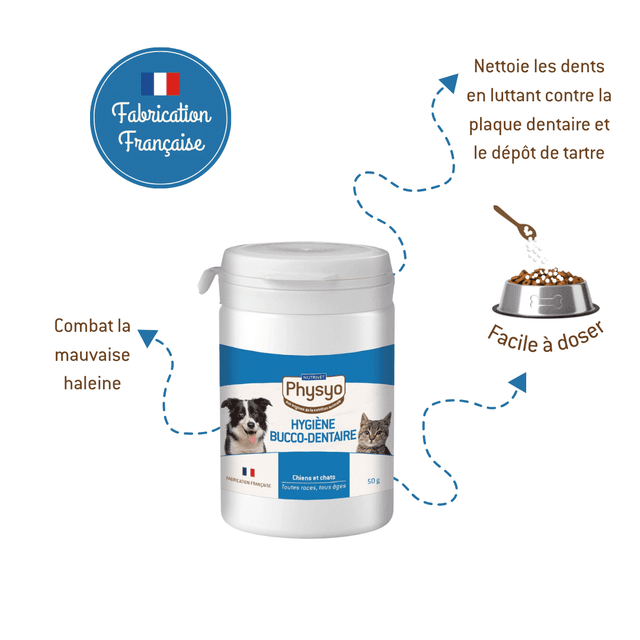 Hygiène bucco-dentaire en poudre pour chiens et chats
