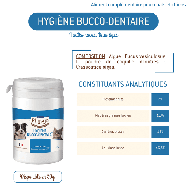 Hygiène bucco-dentaire en poudre pour chiens et chats
