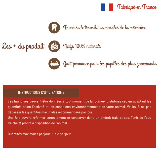 Nerfs de bœuf séchés pour chiens